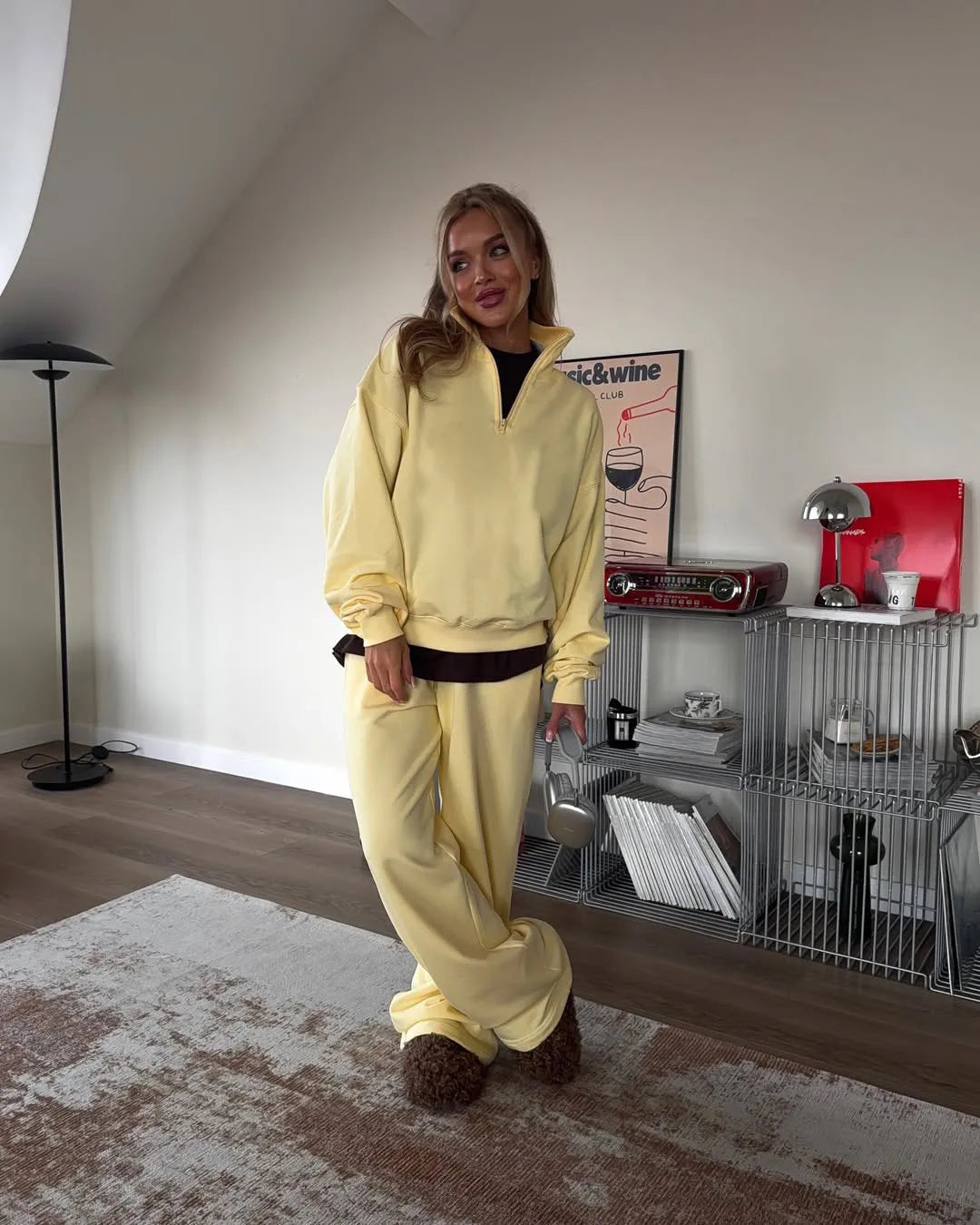 SITMCF Women’s Oversized Zip Sweatshirt & Joggers Set