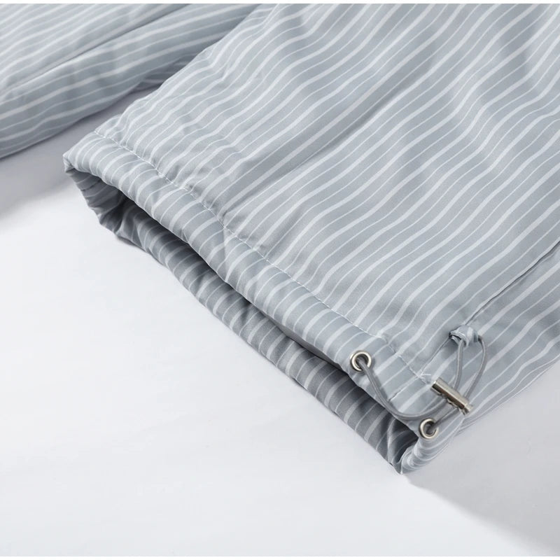 Women’s Chic Striped Hooded Puffer Co-ord Set