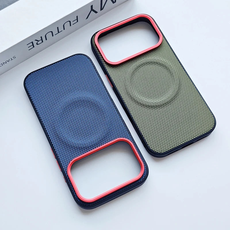 Luxury Magnetic Woven Leather iPhone 17 Case
