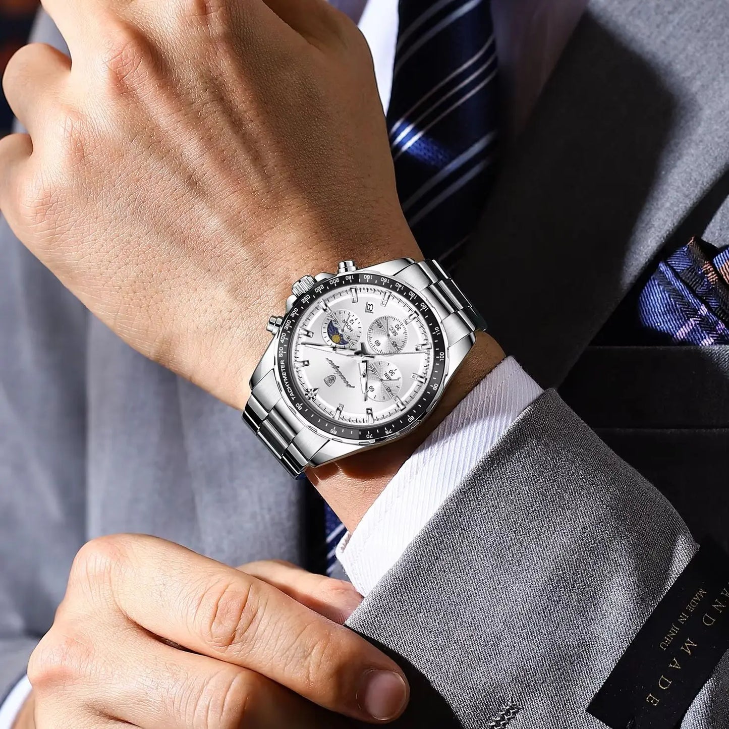 Men’s POEDAGAR Waterproof Stainless Steel Watch