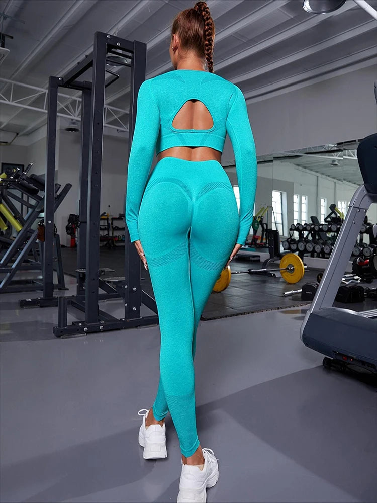 Women’s Seamless Long-Sleeve Yoga & Fitness Set