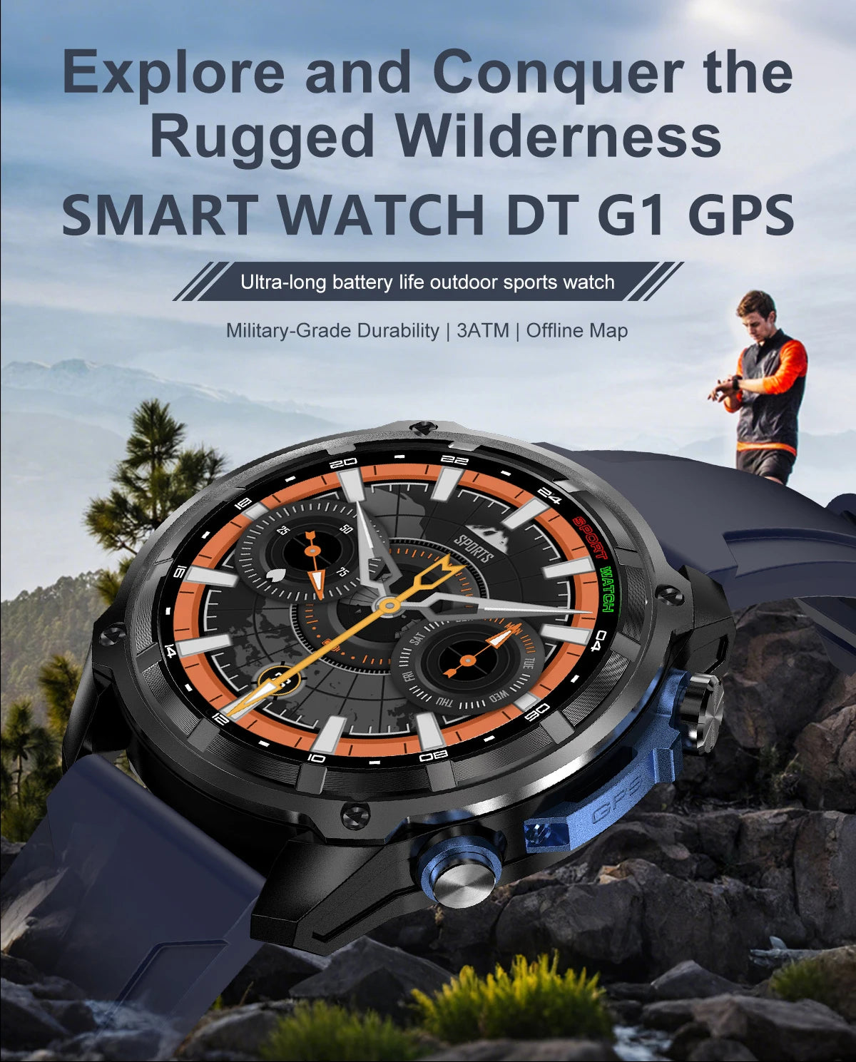 ALM Explorer Pro GPS Smartwatch – Offline Maps, 4GB Storage & 50M Waterproof