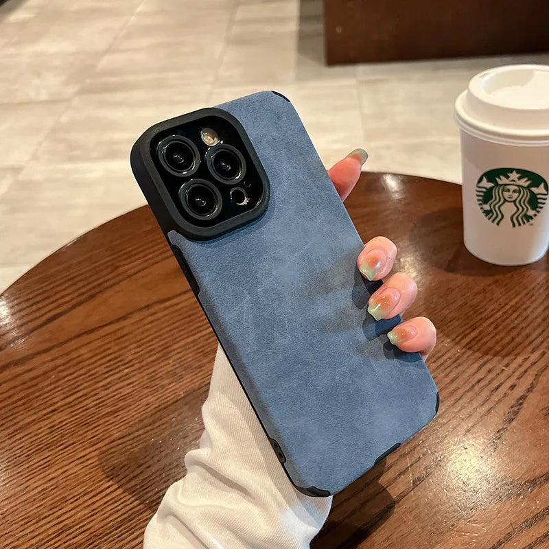 Matte Leather-Effect Silicone Phone Case for iPhone