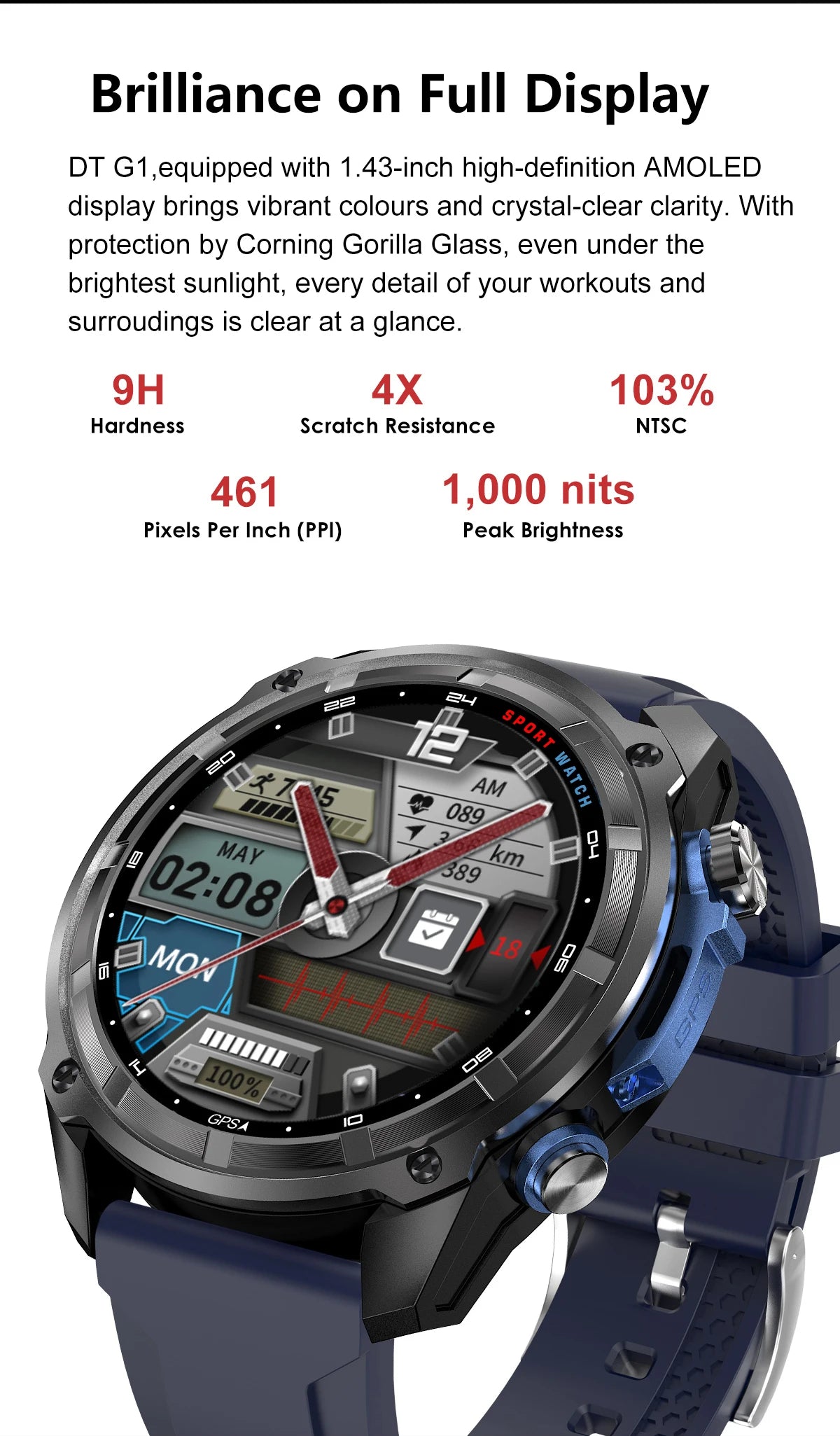 ALM Explorer Pro GPS Smartwatch – Offline Maps, 4GB Storage & 50M Waterproof