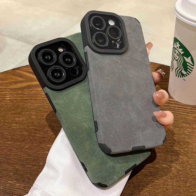 Matte Leather-Effect Silicone Phone Case for iPhone