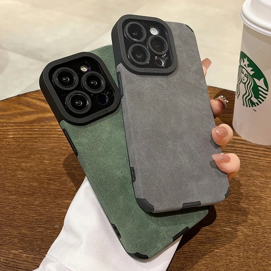 Matte Leather-Effect Silicone Phone Case for iPhone