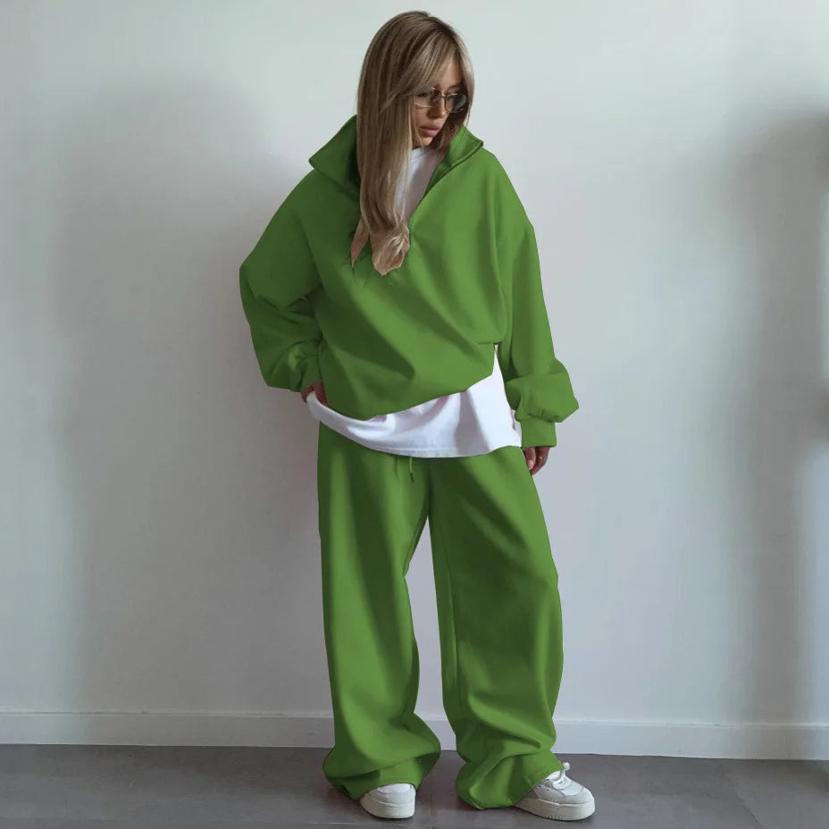 SITMCF Women’s Oversized Zip Sweatshirt & Joggers Set