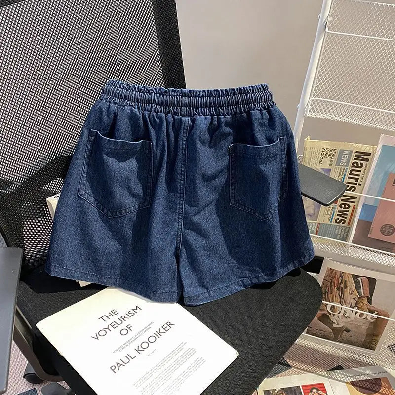 Women’s Denim-Effect Shirt & Shorts Set