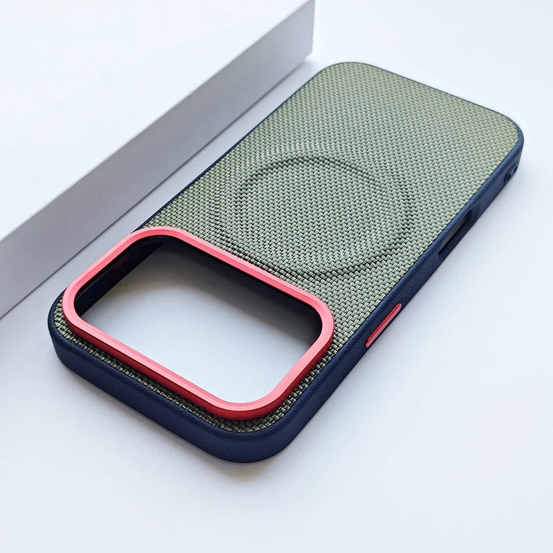 Luxury Magnetic Woven Leather iPhone 17 Case