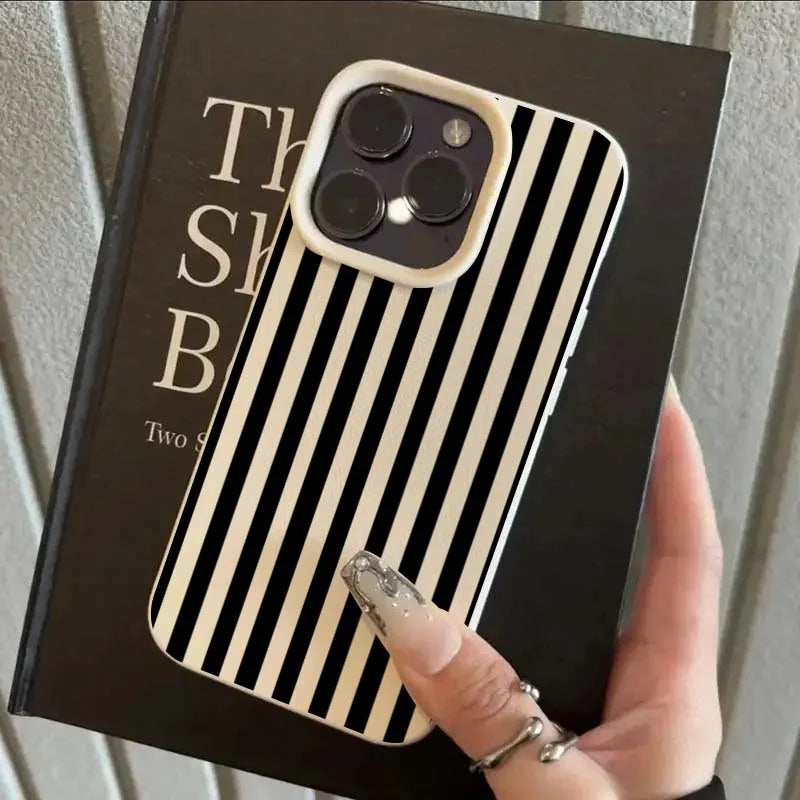 Colourful Striped Phone Case for iPhone – Minimalist Couple Design