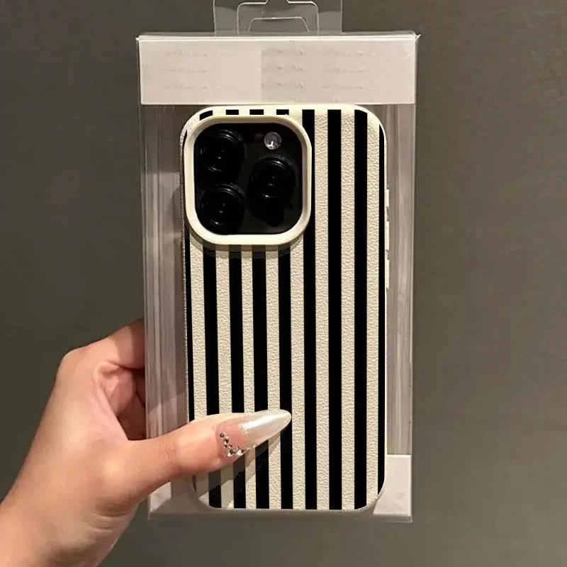 Colourful Striped Phone Case for iPhone – Minimalist Couple Design