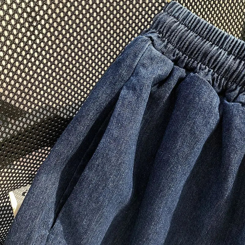 Women’s Denim-Effect Shirt & Shorts Set