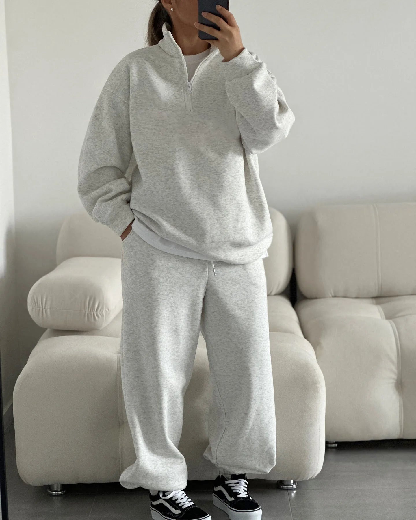 SITMCF Women’s Oversized Zip Sweatshirt & Joggers Set