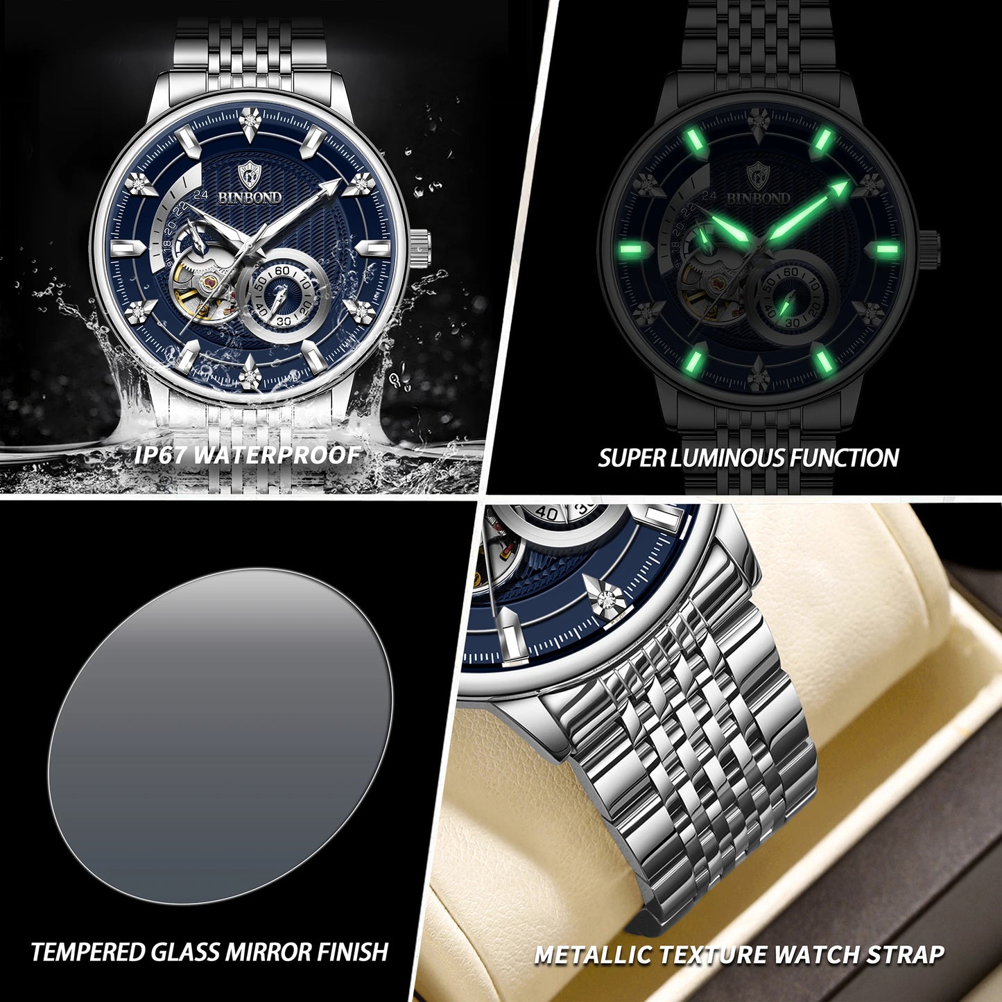 Men’s BINBOND Automatic Tourbillon Mechanical Watch
