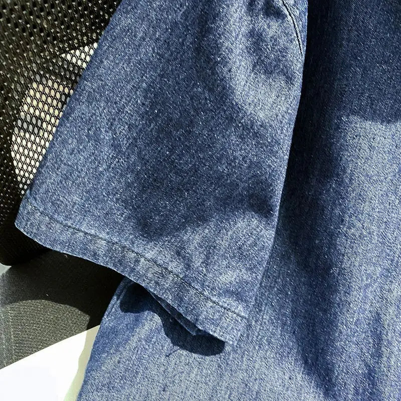Women’s Denim-Effect Shirt & Shorts Set