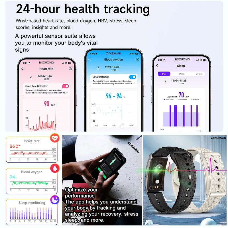 BOXUXING Screen-Free Fitness & Health Tracking Smart Wristband