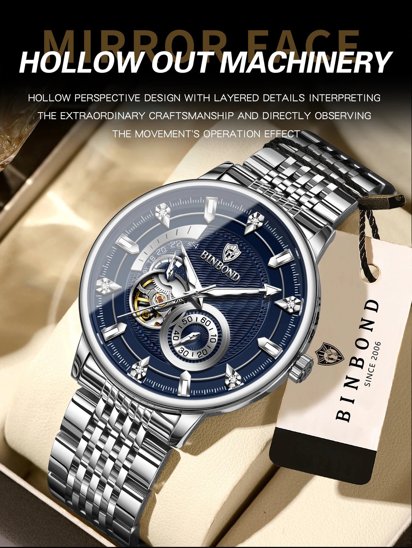Men’s BINBOND Automatic Tourbillon Mechanical Watch
