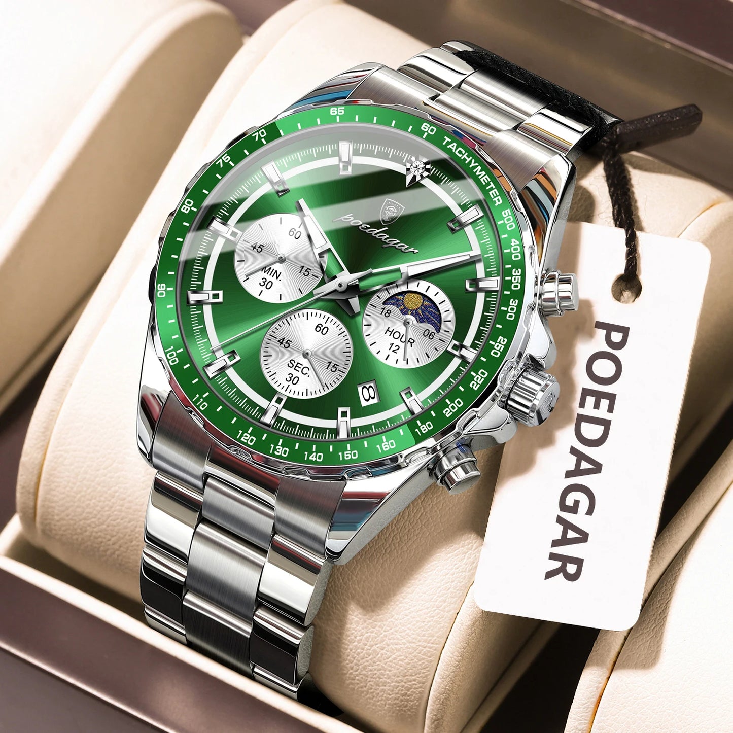 Men’s POEDAGAR Waterproof Stainless Steel Watch