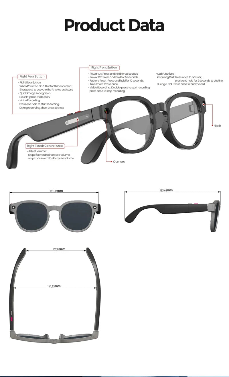 Lenovo F06 AI Smart Glasses – 4K Camera, AI Translation & Bluetooth