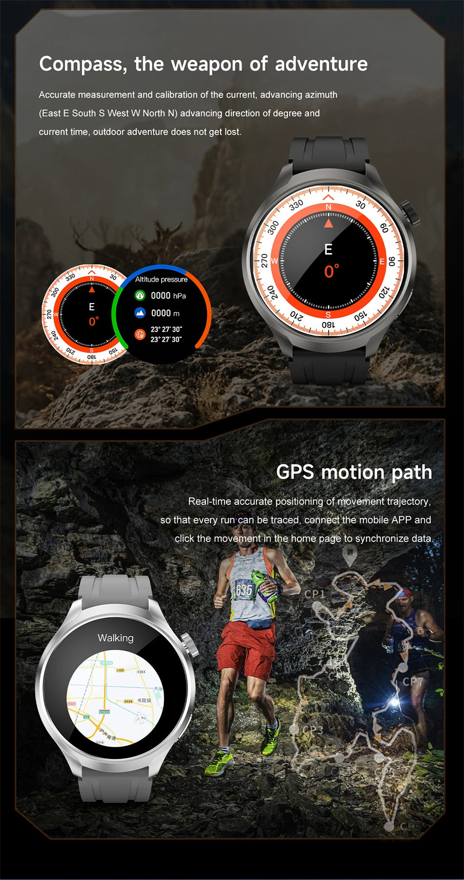 ALM TrekPro Smart Watch – 1.85” AMOLED Outdoor & Fitness Watch