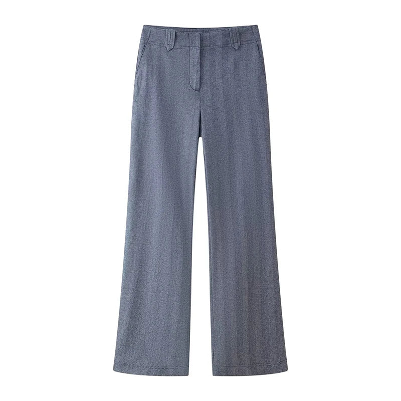 Women’s Cotton Linen Cropped Top & Trouser Set