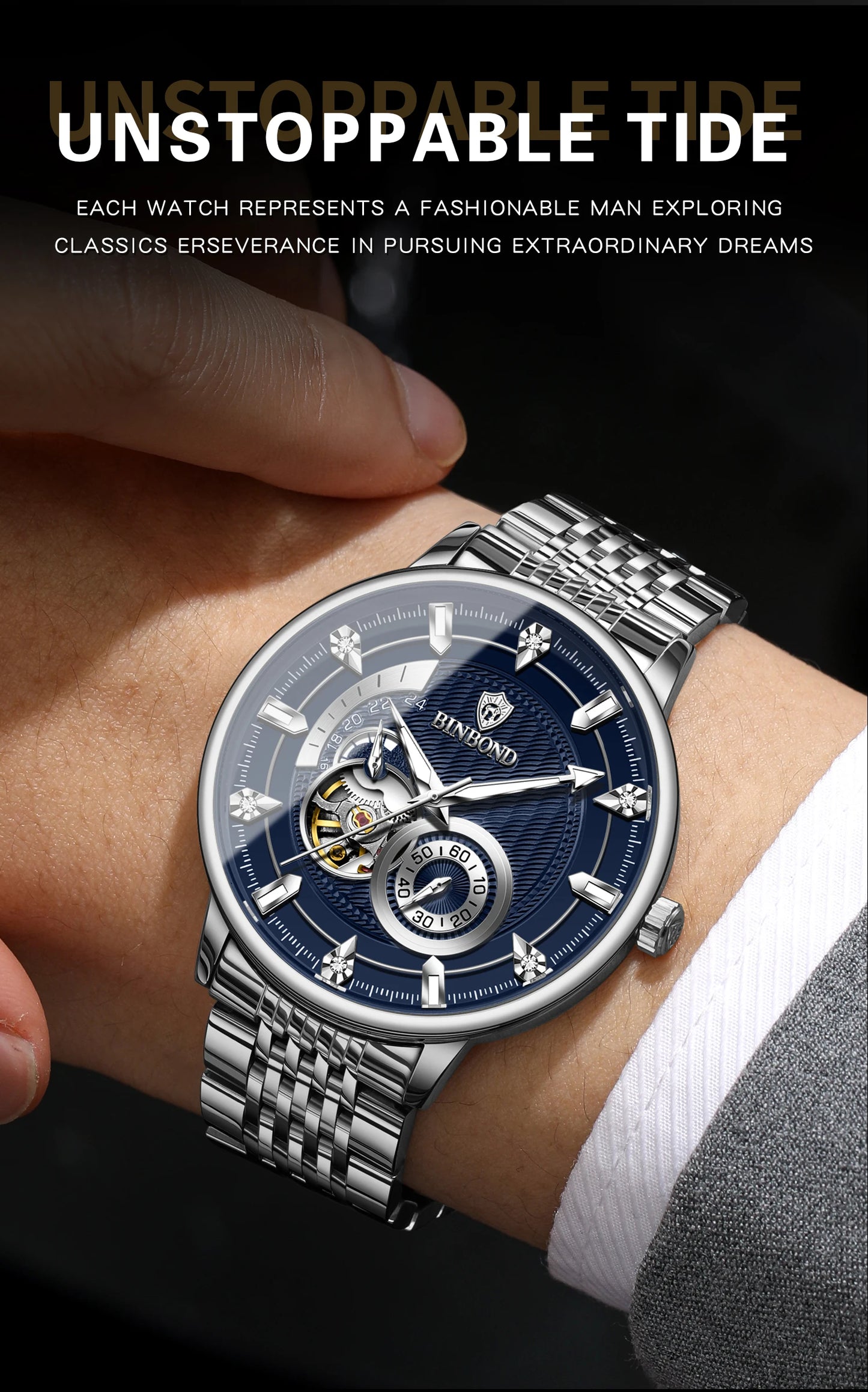 Men’s BINBOND Automatic Tourbillon Mechanical Watch