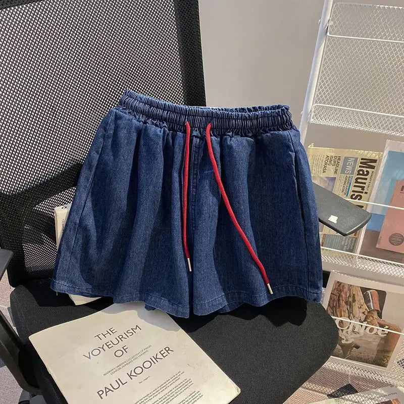 Women’s Denim-Effect Shirt & Shorts Set