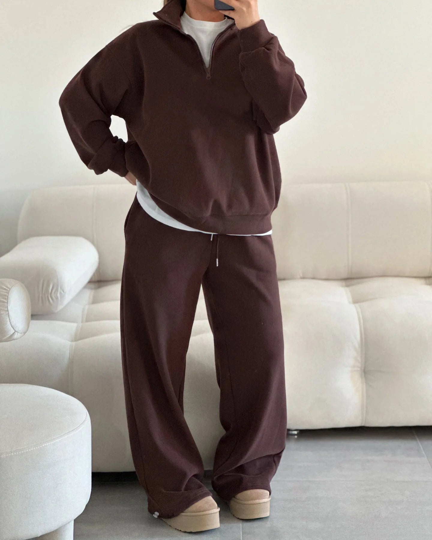 SITMCF Women’s Oversized Zip Sweatshirt & Joggers Set