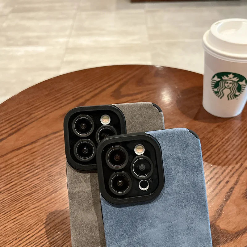 Matte Leather-Effect Silicone Phone Case for iPhone