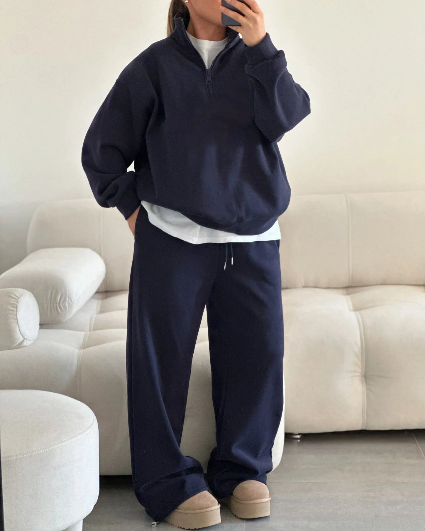 SITMCF Women’s Oversized Zip Sweatshirt & Joggers Set
