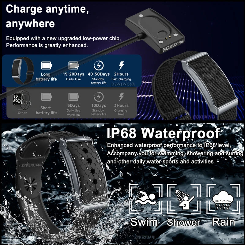 BOXUXING Screen-Free Fitness & Health Tracking Smart Wristband