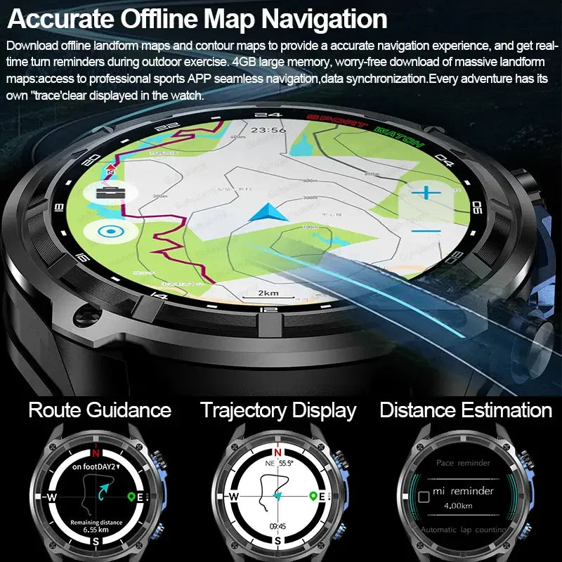 ALM Explorer Pro GPS Smartwatch – Offline Maps, 4GB Storage & 50M Waterproof