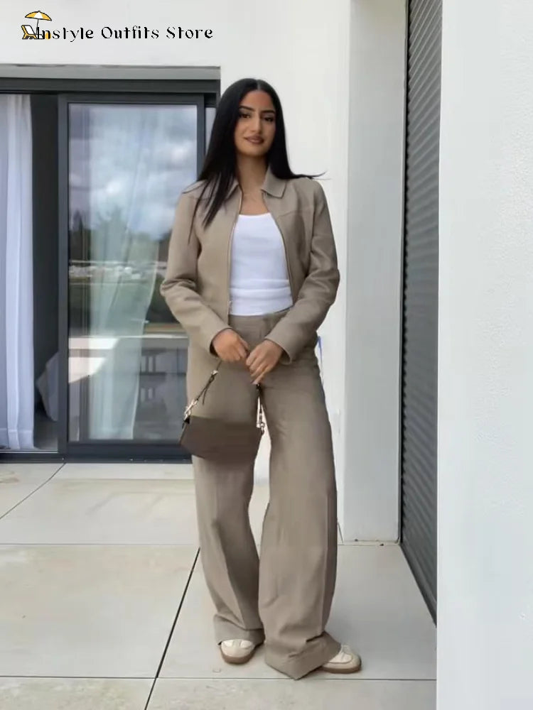 Women’s Cotton Linen Cropped Top & Trouser Set