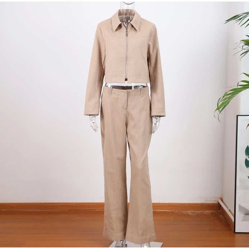 Women’s Cotton Linen Cropped Top & Trouser Set