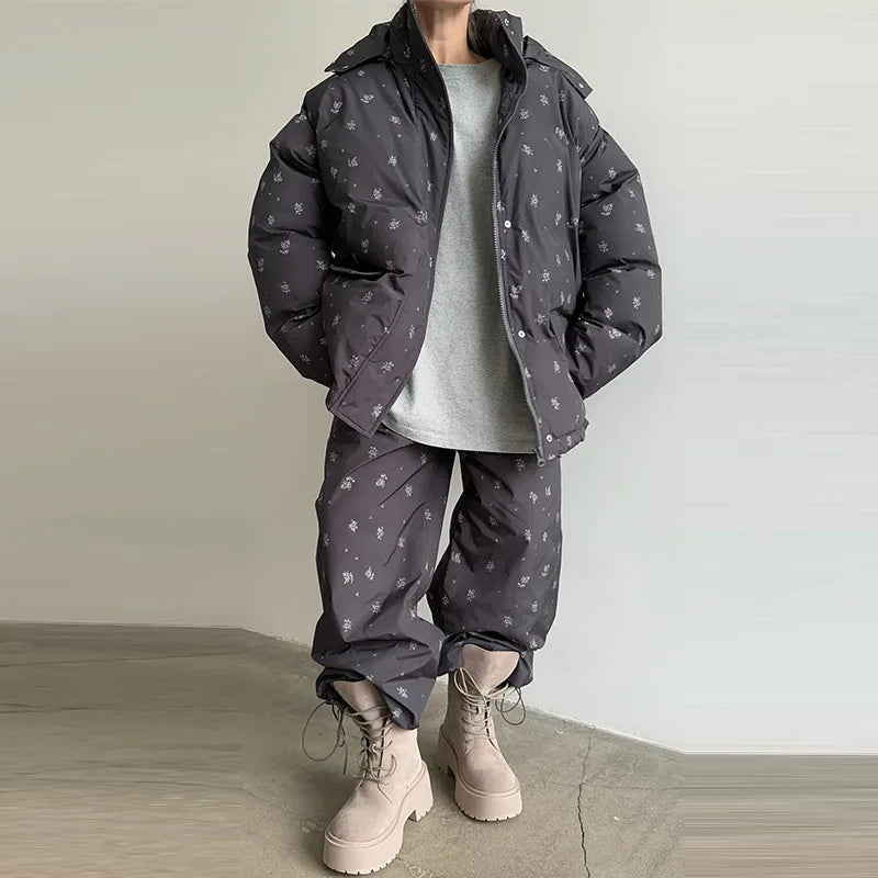 Women’s Chic Striped Hooded Puffer Co-ord Set