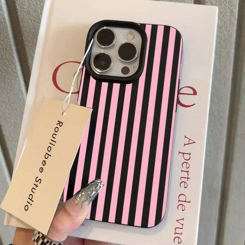 Colourful Striped Phone Case for iPhone – Minimalist Couple Design