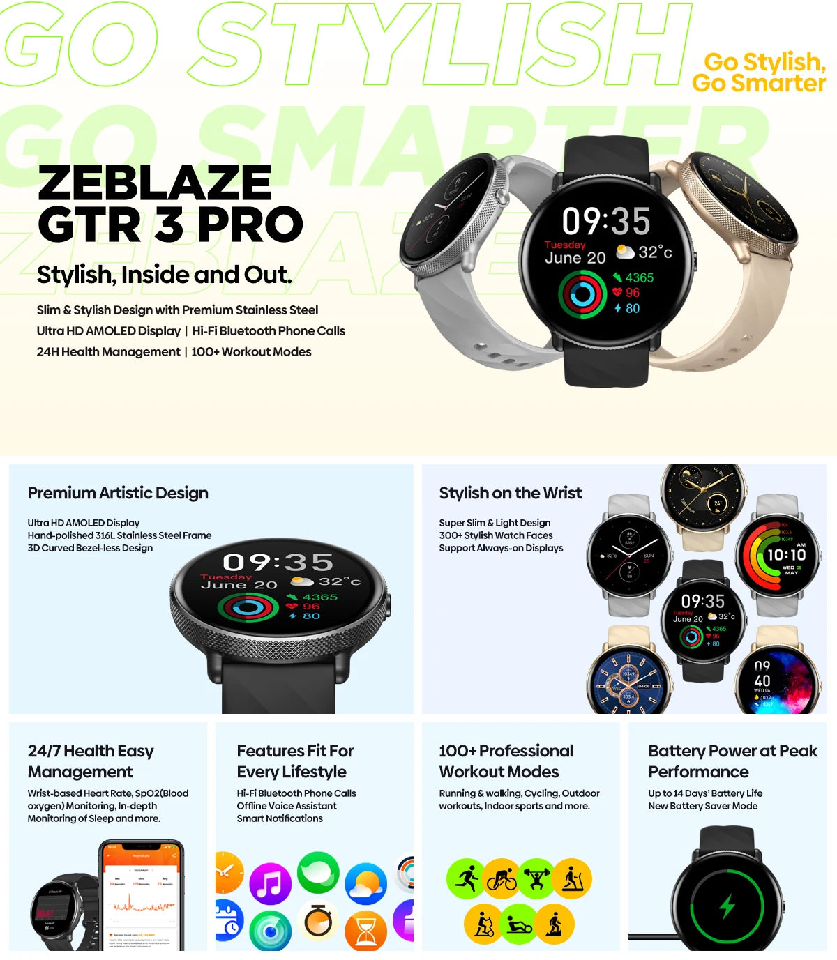 Zeblaze GTR 3 Pro AMOLED Bluetooth Calling Smartwatch