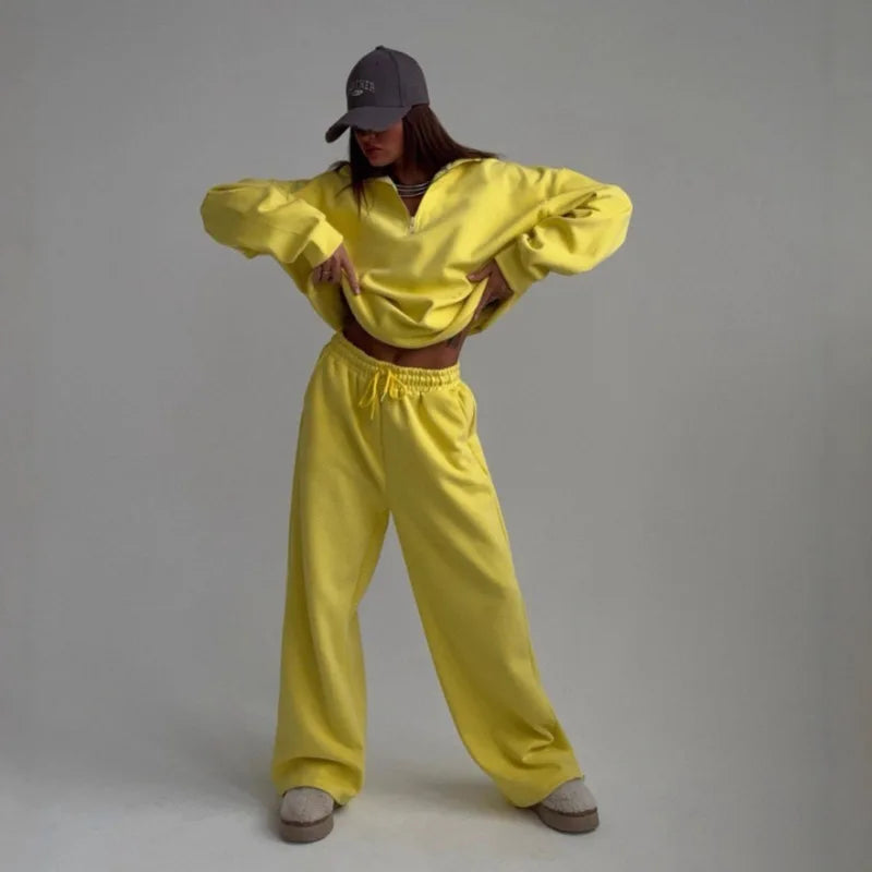 SITMCF Women’s Oversized Zip Sweatshirt & Joggers Set