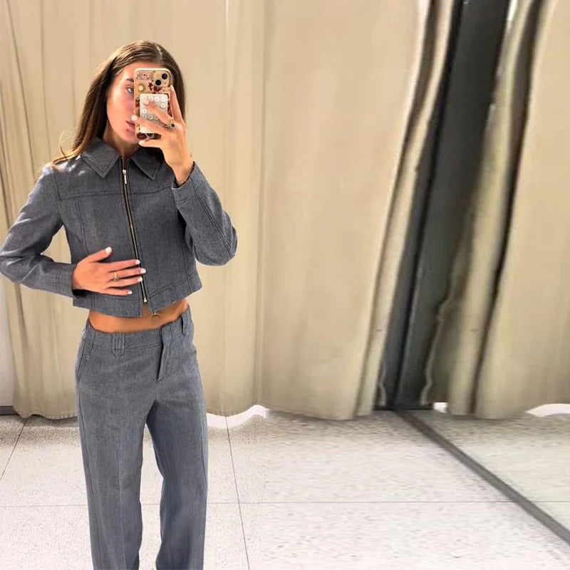 Women’s Cotton Linen Cropped Top & Trouser Set