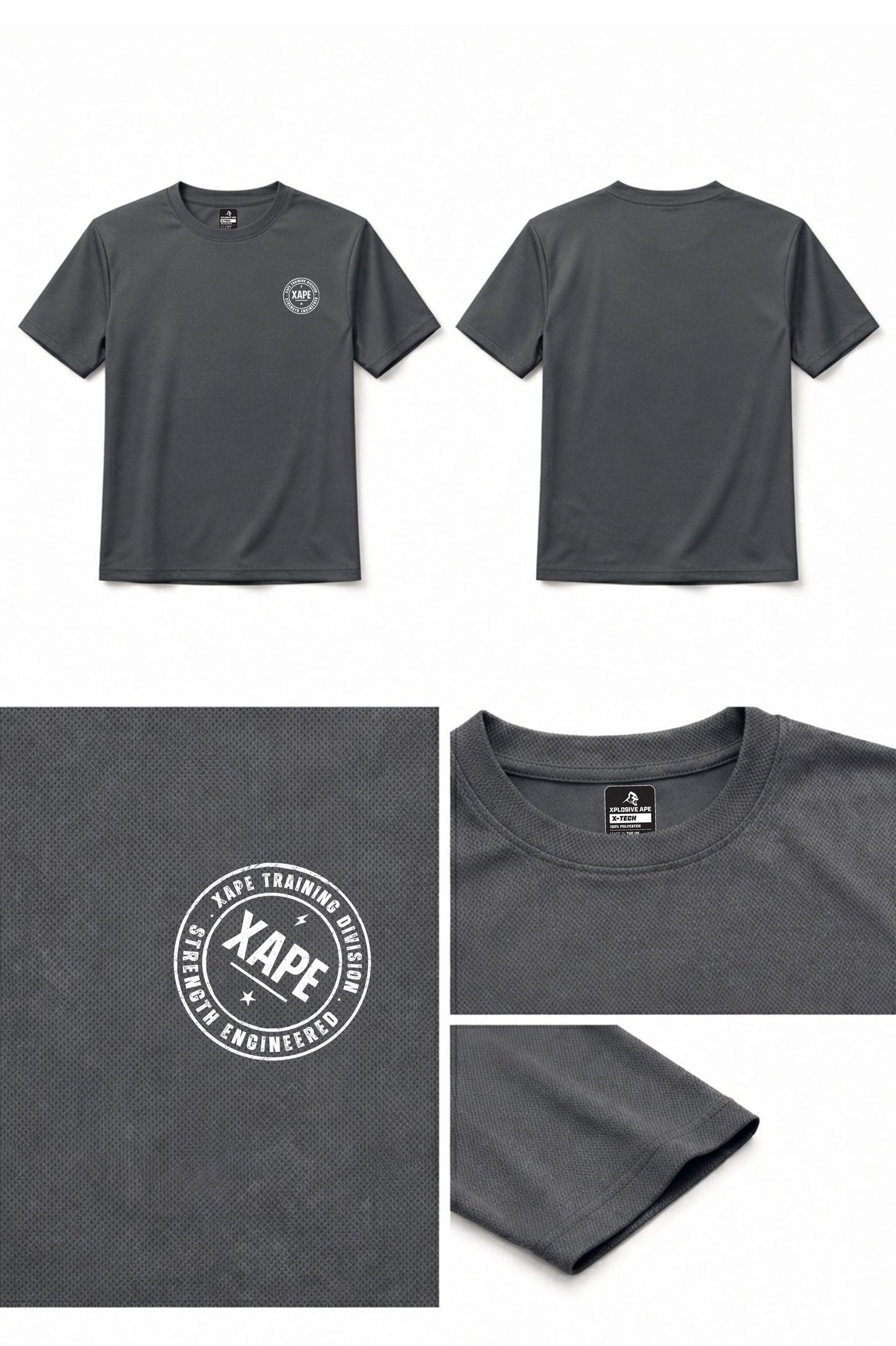 XAPE Classic Badge Logo X Tech Tee - Charcoal