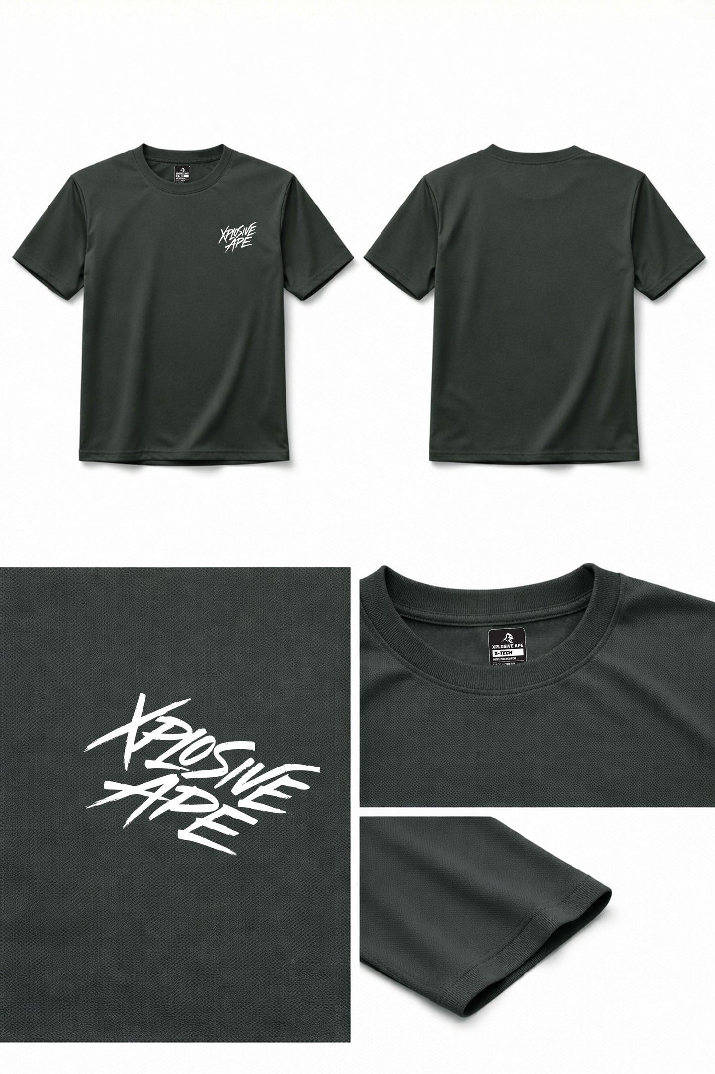 XAPE Classic Brush Script X Tech Tee - Forest Green