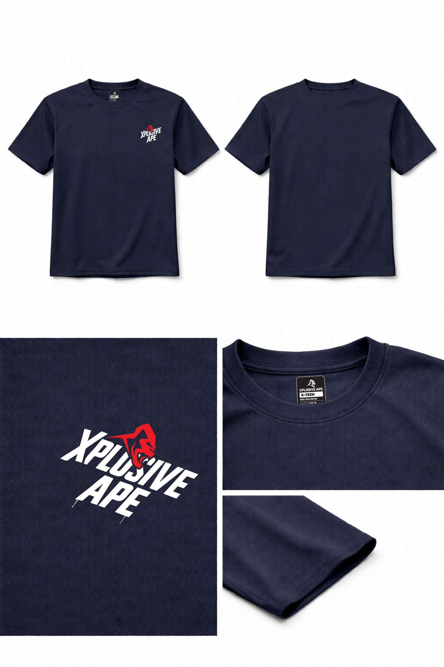 XAPE Classic Stencil Logo X Tech Tee - Navy