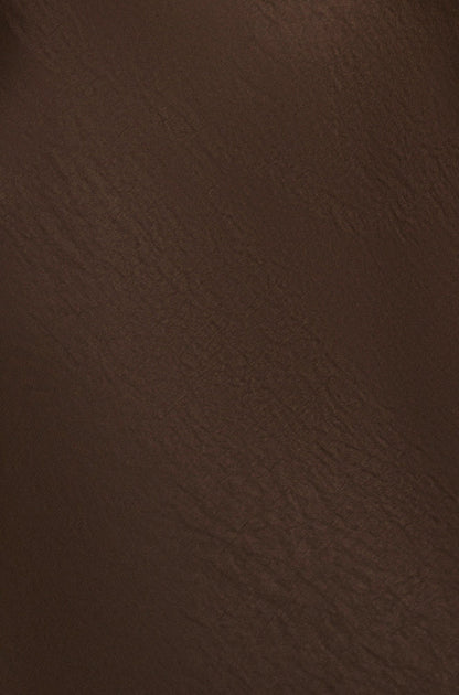 Yumi Brown Satin Cowl Neck Midi Slip Dress