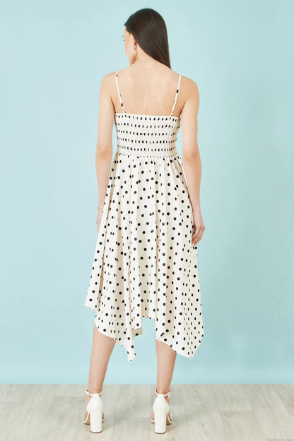 Yumi Polka Dot Hankerchief Hem Dress