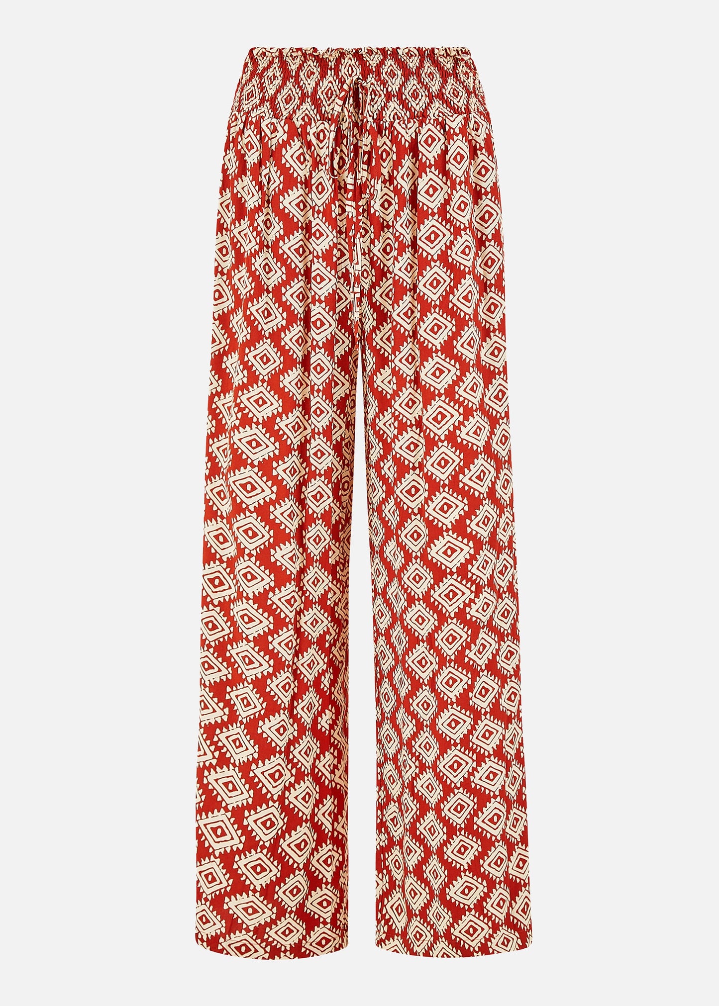Yumi Red Geo Print Relaxed Fit Trousers