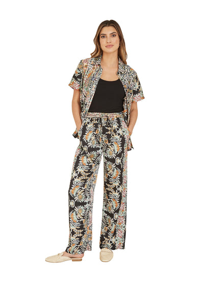 Yumi Black Paisley Print Relaxed Fit Trousers
