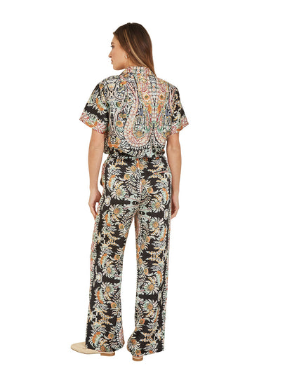 Yumi Black Paisley Print Relaxed Fit Trousers