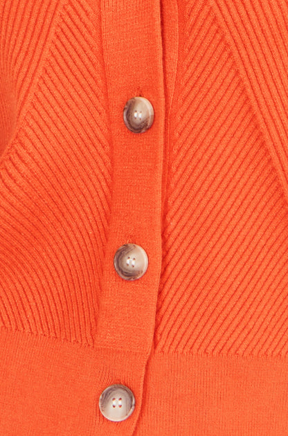 Yumi Orange Relaxed Fit Cardigan With Stitch Detail