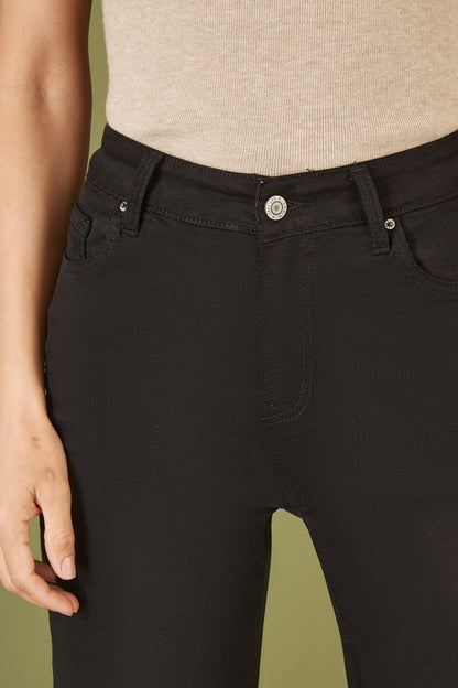 Yumi Black Stretch Canvas Wide Leg High Waist Jeans