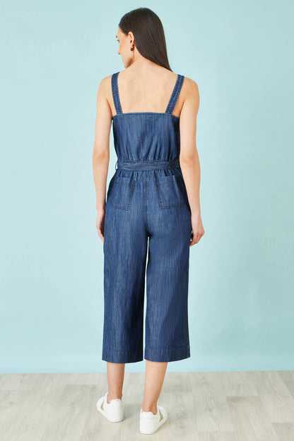 Yumi Blue Chambray Button Through Jumpsuit